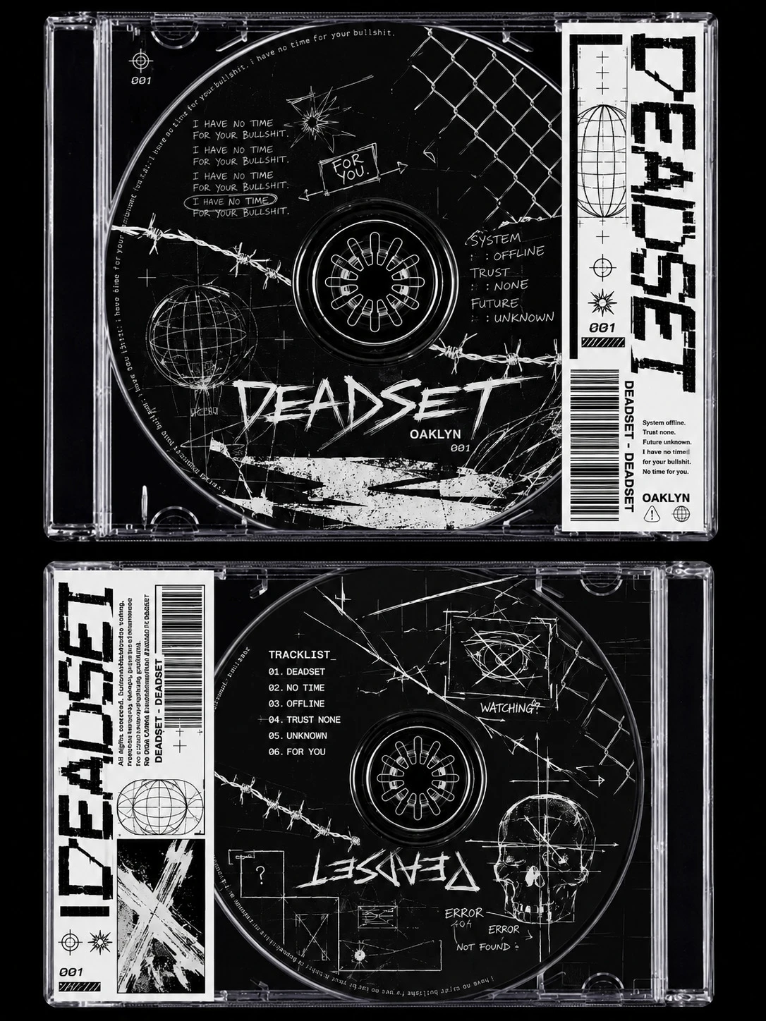 CD 设计作品 1：DEADSET · 透明 CD 盒视觉
